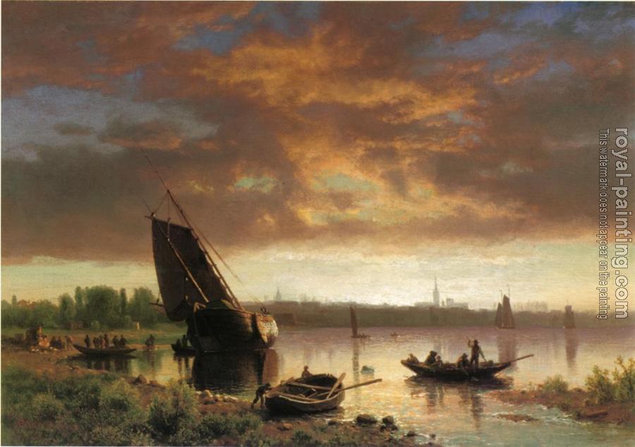 Albert Bierstadt : Harbor Scene Albert Bierstadt : Harbor Scene